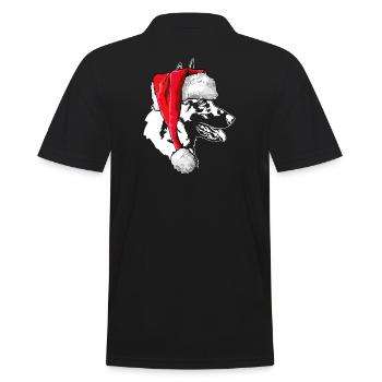 Santa Malinois Christmas St. Nicholas Dogs Wilsigns - Men's Polo Shirt - black - Back - Kai (181cm)