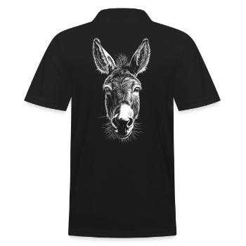 Esel Portrait Tiere Tier - Männer Poloshirt - Schwarz - Hinten - Kai (181cm)