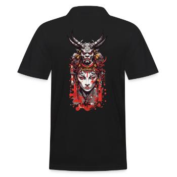 Oni Demon Gothic Yokai Design Asiatische Kunst - Männer Poloshirt - Schwarz - Hinten - Kai (181cm)