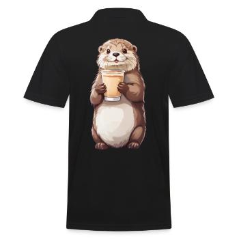 Otter Latte Lover Coffee Design - Polo Homme - noir - Dos - Kai (181cm)
