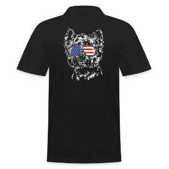 West Highland White Terrier Amerika Fahne Brille - Männer Poloshirt - Schwarz - Hinten - Kai (181cm)