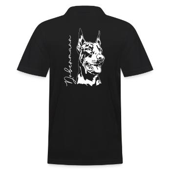 Dobermann Hundeportrait Hunde Hundesport Wilsigns - Männer Poloshirt - Schwarz - Hinten - Kai (181cm)