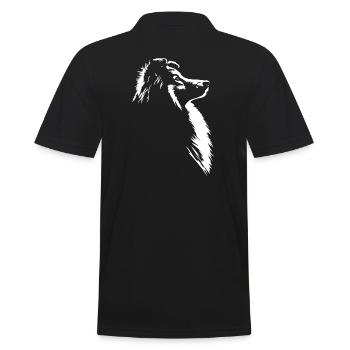 Shetland Sheepdog Silhouette Hund Sheltie Wilsigns - Männer Poloshirt - Schwarz - Hinten - Kai (181cm)