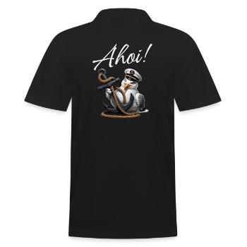 Ahoy! Funny Seagull with Anchor - Men's Polo Shirt - black - Back - Kai (181cm)