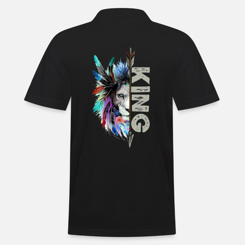 King and Queen Löwen Partner Pärchen männlich - Männer Poloshirt - Schwarz