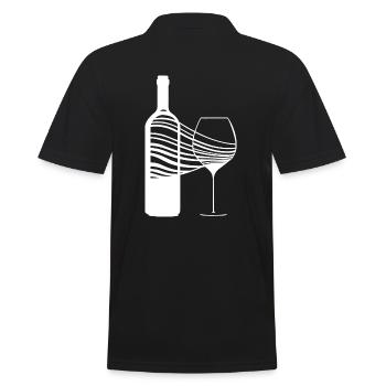 Motif Sommelier - Verre à vin et bouteille de vin - Polo Homme - noir - Dos - Kai (181cm)