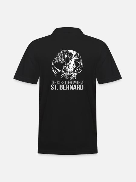ST BERNARD Life is better Wilsigns Geschenk Hund - Männer Poloshirt - Schwarz