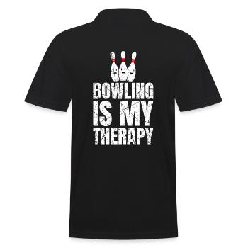 Bowling Is My Therapy - Männer Poloshirt - Schwarz - Hinten - Kai (181cm)