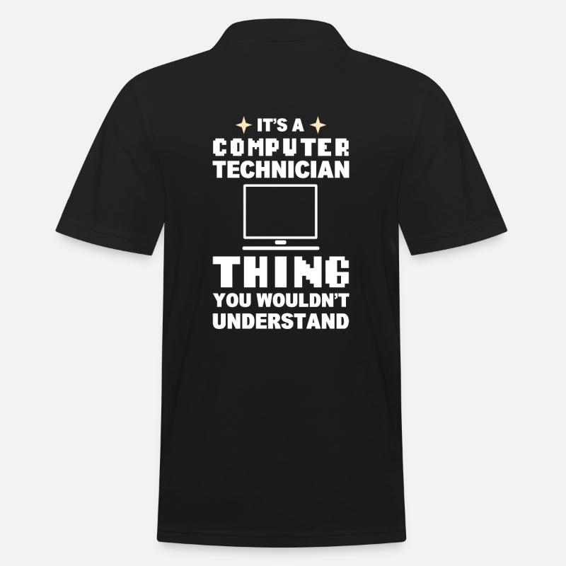 Lustiger Computerfreak Computertechniker - Männer Poloshirt - Schwarz