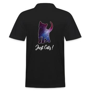 Cat Kitten Silhouette Space Cat Galaxy Galaxy - Men's Polo Shirt - black - Back - Kai (181cm)