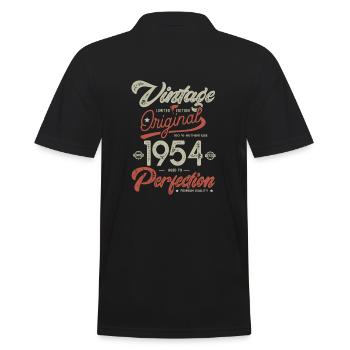 1954 Vintage Birthday Born 1954 - Men's Polo Shirt - black - Back - Kai (181cm)