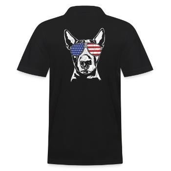 BULL TERRIER America Flag Dogs Wilsigns - Men's Polo Shirt - black - Back - Kai (181cm)