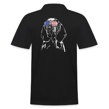 BRACCO ITALIANO America Flag Glasses Dog Wilsigns - Men's Polo Shirt - black - Back - Kai (181cm)