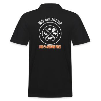 BBQ-Grillmeister 100 % Vegan frei - Männer Poloshirt - Schwarz - Hinten - Kai (181cm)