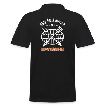 BBQ-Grillmeister 100 % Vegan frei - Männer Poloshirt - Schwarz - Hinten - Kai (181cm)