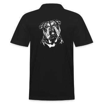 OLD ENGLISH BULLDOG Portrait Hunde OEB Wilsigns - Männer Poloshirt - Schwarz - Hinten - Kai (181cm)