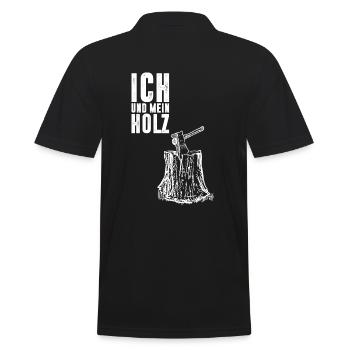 Ich und mein Holz Holzfäller - Männer Poloshirt - Schwarz - Hinten - Kai (181cm)