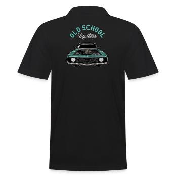 Oldschool US Car // Illustration - Männer Poloshirt - Schwarz - Hinten - Kai (181cm)