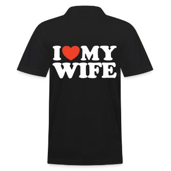 I love my wife Heart Shirt - Men's Polo Shirt - black - Back - Kai (181cm)