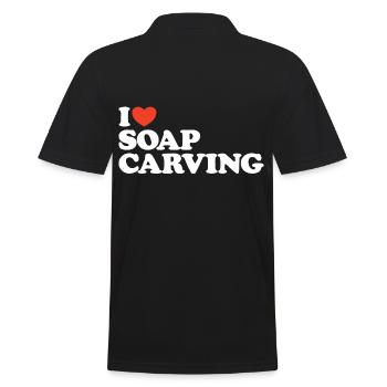 I love Soap Carving Herz Shirt - Männer Poloshirt - Schwarz - Hinten - Kai (181cm)