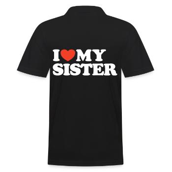 I love my sister Herz Shirt - Männer Poloshirt - Schwarz - Hinten - Kai (181cm)