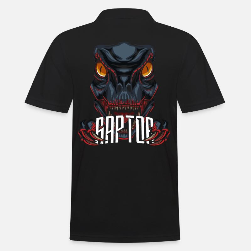 Dinosaurier Dino Raptor - Männer Poloshirt - Schwarz