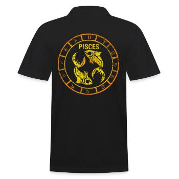 Cool Fische Sternzeichen Tierkreiszeichen - Männer Poloshirt - Schwarz - Hinten - Kai (181cm)