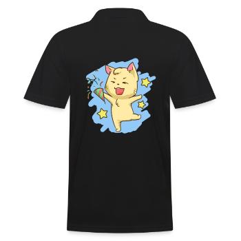 Geburtstag Katze Kawaii Party Feier Miezekatze - Männer Poloshirt - Schwarz - Hinten - Kai (181cm)