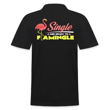 Flamingo - Männer Poloshirt - Schwarz - Hinten - Kai (181cm)