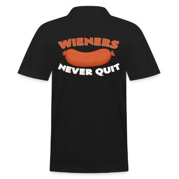Wieners Never Quit | Wiener Wurst Metzger Geschenk - Männer Poloshirt - Schwarz - Hinten - Kai (181cm)