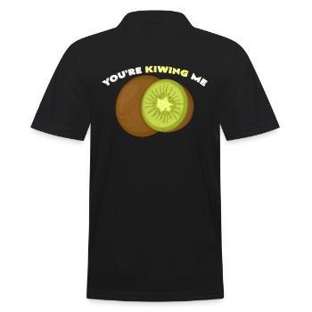 You're Kiwing Me | Kiwis Liebespaar Vegan Geschenk - Männer Poloshirt - Schwarz - Hinten - Kai (181cm)