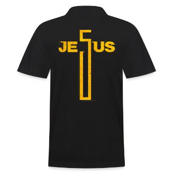Jesus Cross | Trendy Christianity Christian Gift - Men's Polo Shirt - black - Back - Kai (181cm)