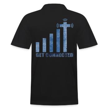 Get Connected Kreuz | Wlan Kirche Heilig Geschenk - Männer Poloshirt - Schwarz - Hinten - Kai (181cm)