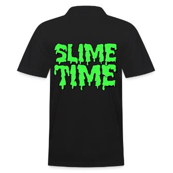 Slime Time | Schleim Glibber Wortwitz Geschenk - Männer Poloshirt - Schwarz - Hinten - Kai (181cm)