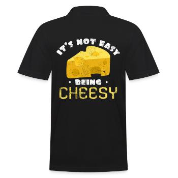 It's Not Easy Being Cheesy Käse Wortspiel Geschenk - Männer Poloshirt - Schwarz - Hinten - Kai (181cm)