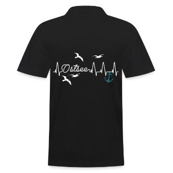 Ostseeliebe Heartbeat Anker + Möven - Männer Poloshirt - Schwarz - Hinten - Kai (181cm)