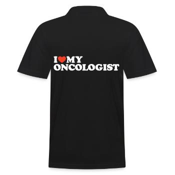 I love my Oncologist Heart Shirt - Men's Polo Shirt - black - Back - Kai (181cm)