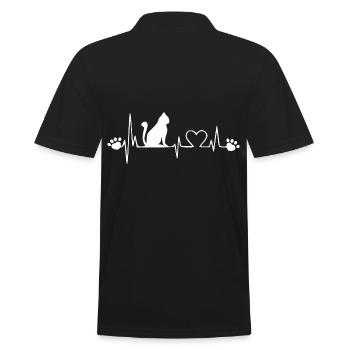 Katzenliebe Heartbeat - Herz für Katzen - Männer Poloshirt - Schwarz - Hinten - Kai (181cm)