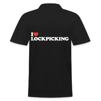 I love Lockpicking Herz Shirt - Männer Poloshirt - Schwarz - Hinten - Kai (181cm)