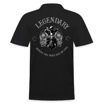 Legendär - Biker - Motorcycle - Skull - Rocker - Männer Poloshirt - Schwarz - Hinten - Kai (181cm)