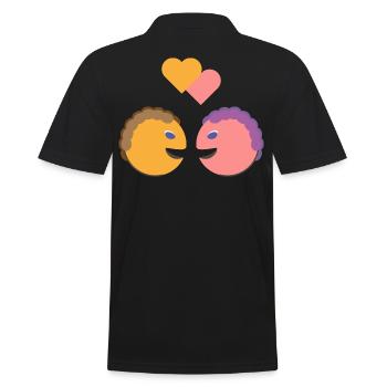 Gesicht Liebe Herz Geschenk - Männer Poloshirt - Schwarz - Hinten - Kai (181cm)