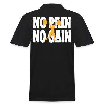 No Pain No Gain - Fitness Gym - Männer Poloshirt - Schwarz - Hinten - Kai (181cm)
