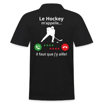 le hockey m'appelle...il faut que j'y aille ! - Polo Homme - noir - Dos - Kai (181cm)