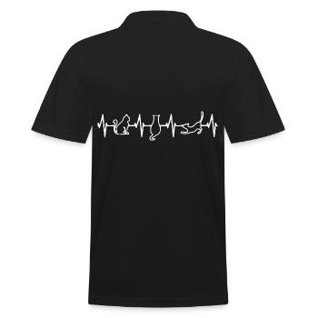 Katze - Herzschlag Diagramm - Männer Poloshirt - Schwarz - Hinten - Kai (181cm)