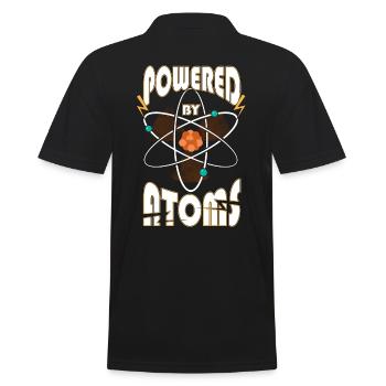 Powered by Atoms Funny Sayings Physics Gift - Men's Polo Shirt - black - Back - Kai (181cm)