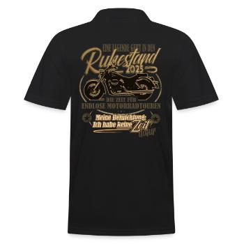 Legende, Rente, Ruhestand, Motorrad, 2025 - Männer Poloshirt - Schwarz - Hinten - Kai (181cm)