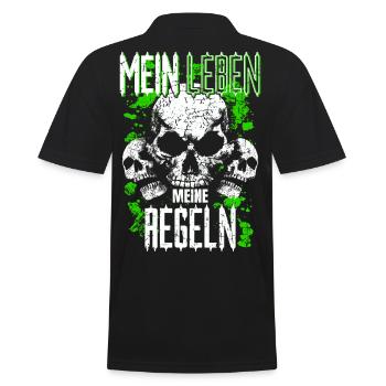 Mein Leben Meine Regeln - Männer Poloshirt - Schwarz - Hinten - Kai (181cm)
