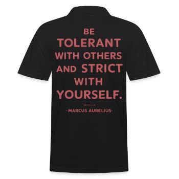 Marcus Aurelius Be tolerant with others and strict - Men's Polo Shirt - black - Back - Kai (181cm)