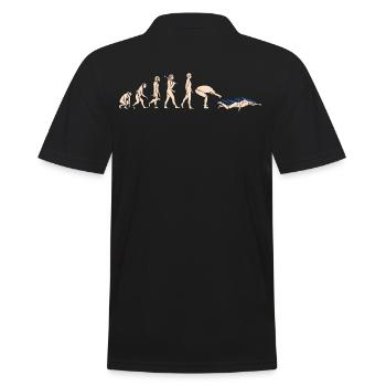 Evolution Schwimmen vom Affen zum Schwimmer - Männer Poloshirt - Schwarz - Hinten - Kai (181cm)