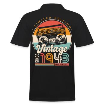Jahrgang seit 1943 Geburtstagsgeschenk 80 Jahre - Männer Poloshirt - Schwarz - Hinten - Kai (181cm)